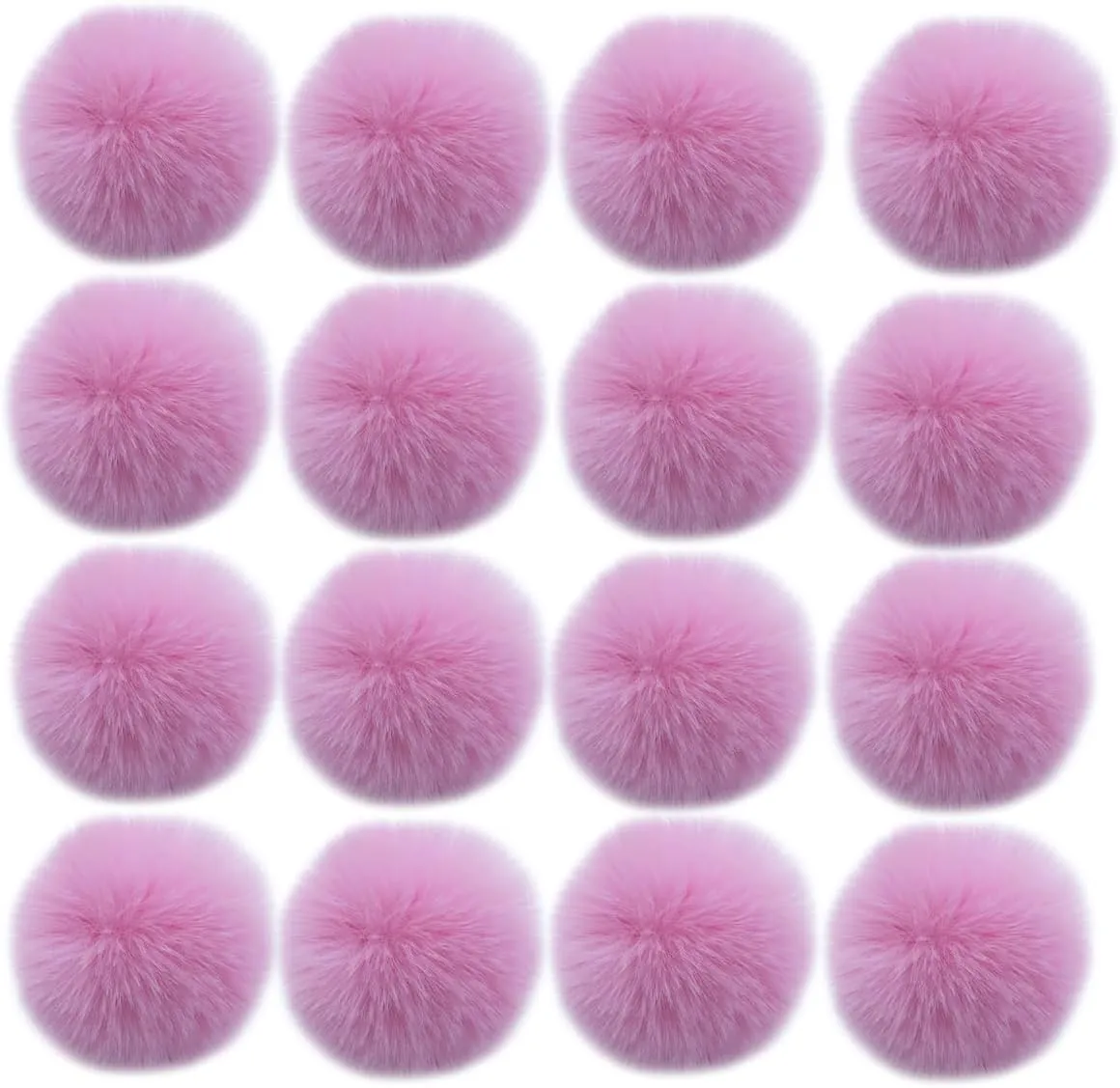 16pcs DIY Pom Pom Keychain Faux Rabbit Fur Ball Key Ring for hat Phone Tag, Handbag Charm