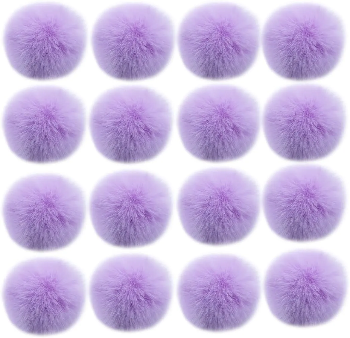 16pcs DIY Pom Pom Keychain Faux Rabbit Fur Ball Key Ring for hat Phone Tag, Handbag Charm
