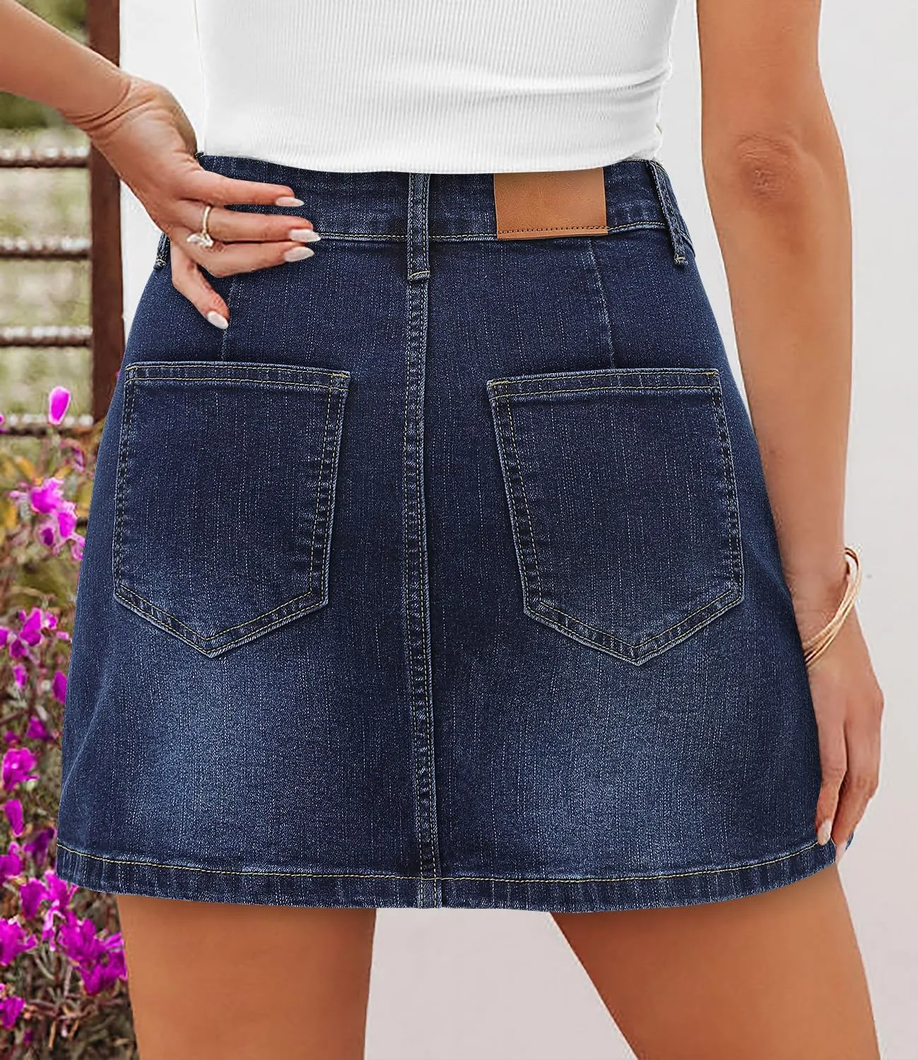 Angerella Skirts for Women Denim Mini Cargo Skirt Mid Rise Button Up Bodycon Y2k Trendy Summer Casual Jean Skirt