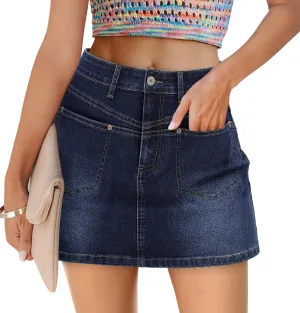 Angerella Skirts for Women Denim Mini Cargo Skirt Mid Rise Button Up Bodycon Y2k Trendy Summer Casual Jean Skirt