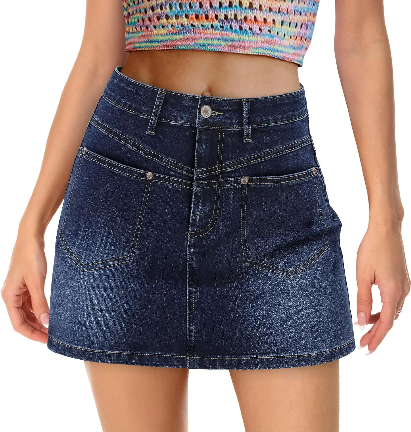 Angerella Skirts for Women Denim Mini Cargo Skirt Mid Rise Button Up Bodycon Y2k Trendy Summer Casual Jean Skirt