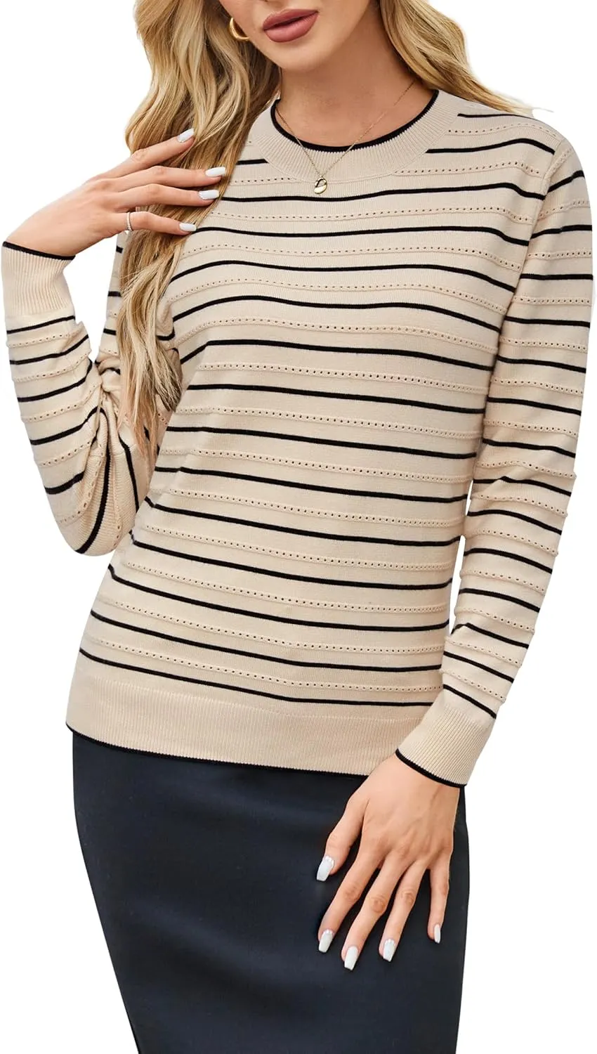 Arach&Cloz Women's Soft Knit Sweater Fall Dressy Casual Pullover Tops