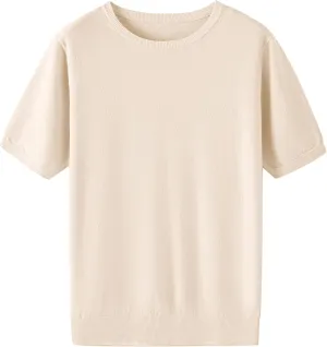 Betusline Women's Pullover Sweaters Soft TopsShort Sleeves Sweaters.