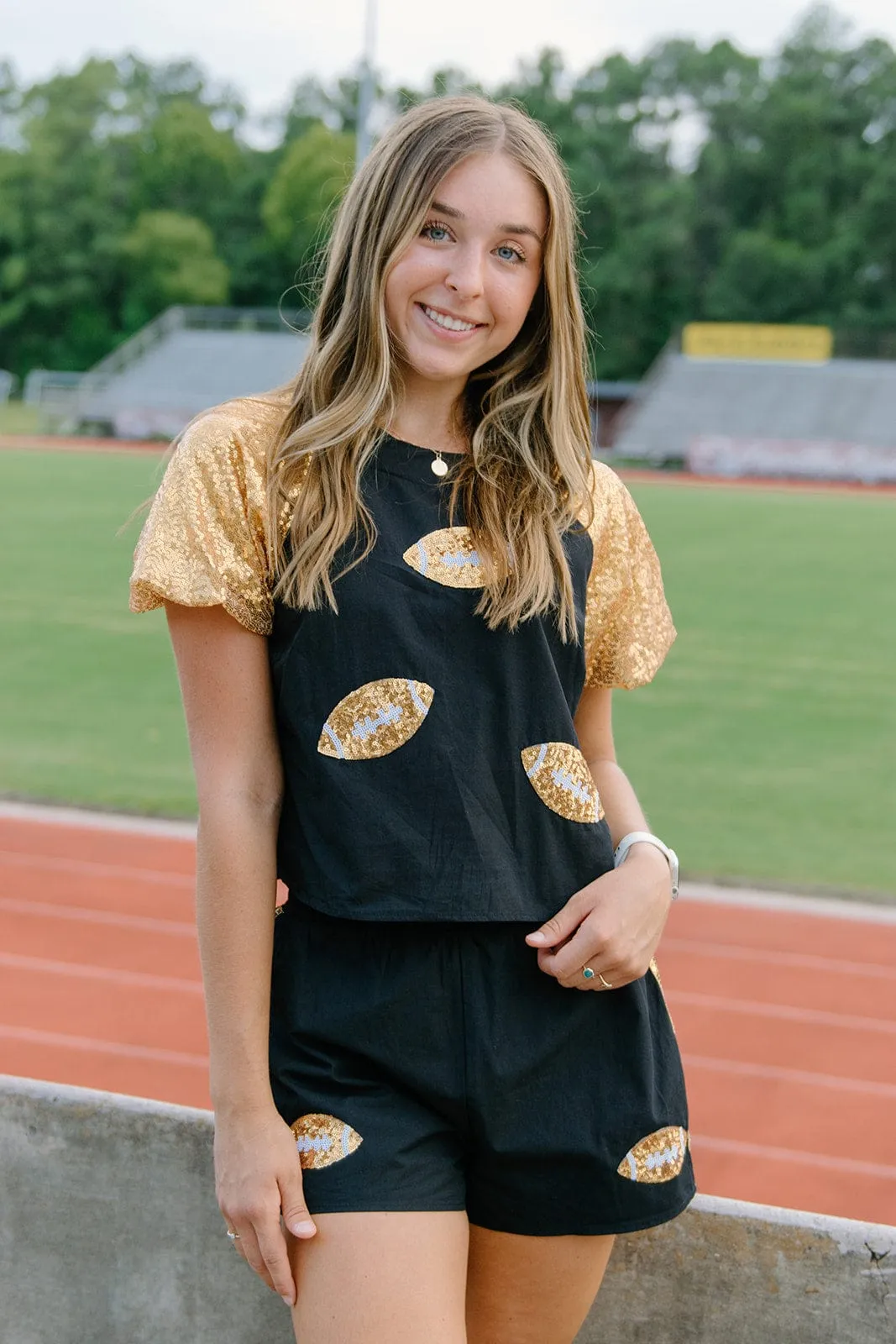 Black Football Patch Set Shorts