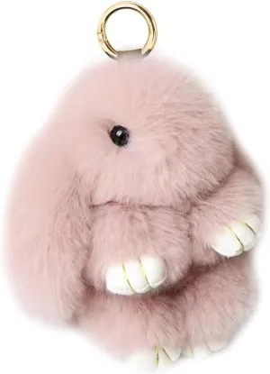 Bunny Keychain Soft Fluffy Rabbit Keychain Cute Colorful Rabbit Fur Pom Pom Key Rings for Women Pendant Accessories