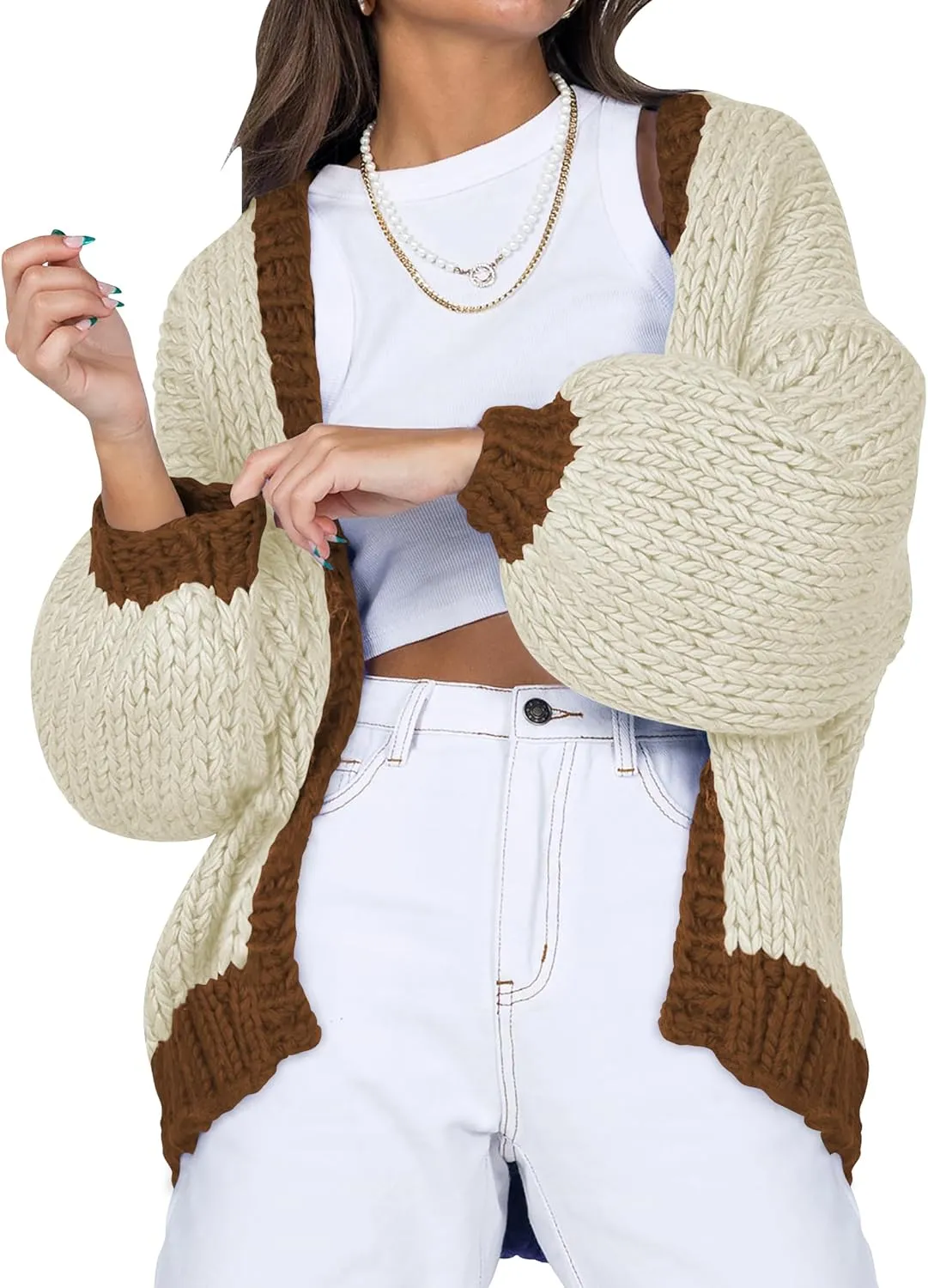 Cakulo Womens Chunky Cardigan Sweaters Trendy 2025 Oversized Winter Knit Sweater Coats Open Front Cardigans