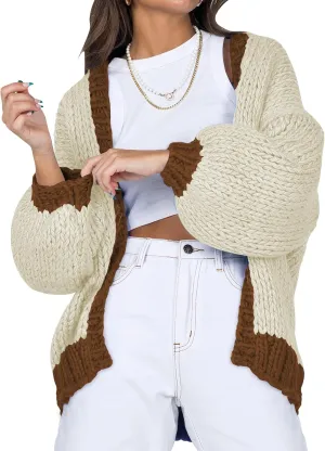 Cakulo Womens Chunky Cardigan Sweaters Trendy 2025 Oversized Winter Knit Sweater Coats Open Front Cardigans