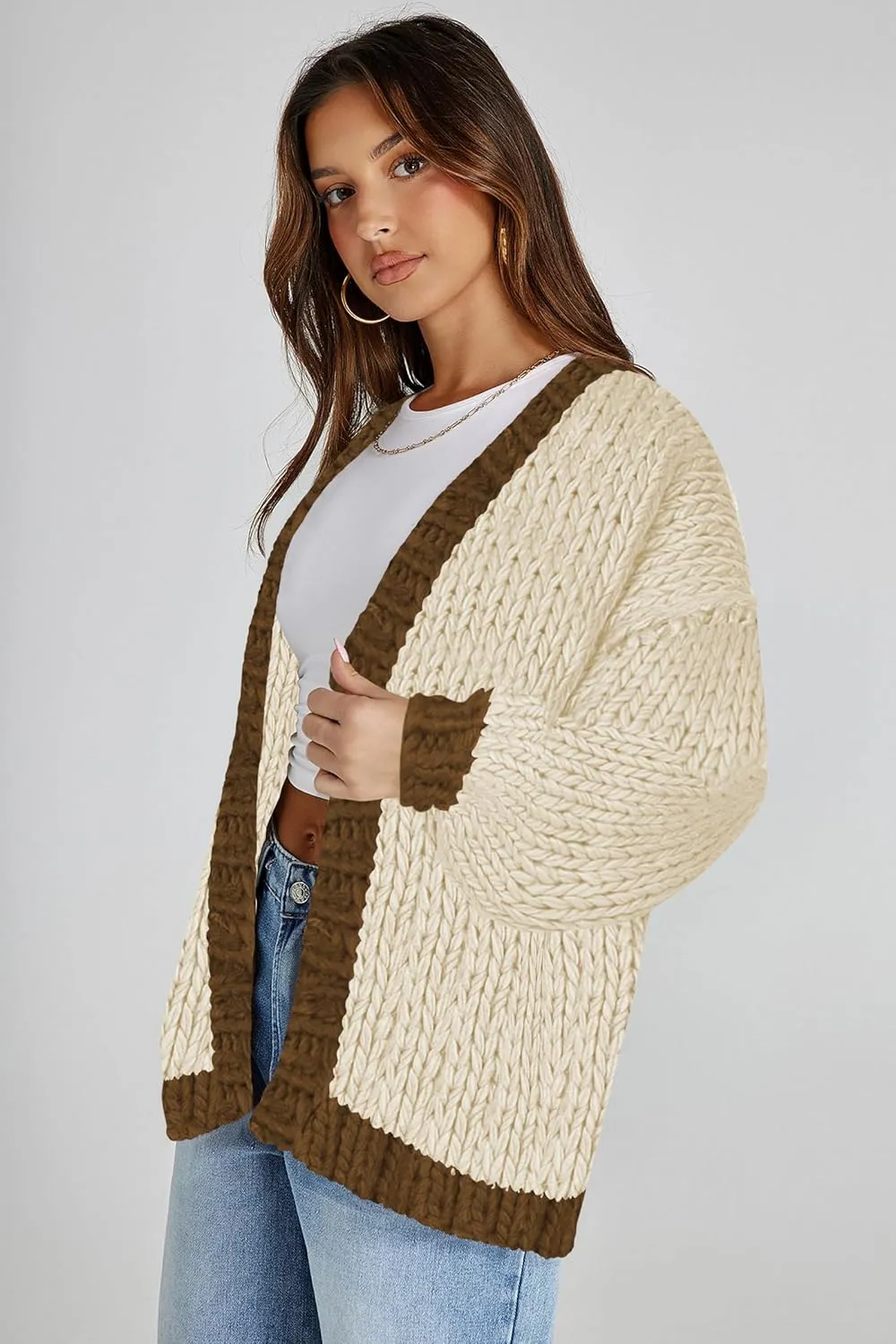 Cakulo Womens Chunky Cardigan Sweaters Trendy 2025 Oversized Winter Knit Sweater Coats Open Front Cardigans