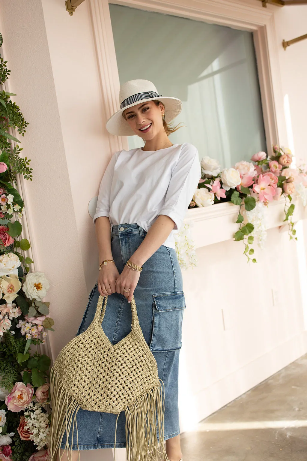 Cargo Denim Skirt- Blue