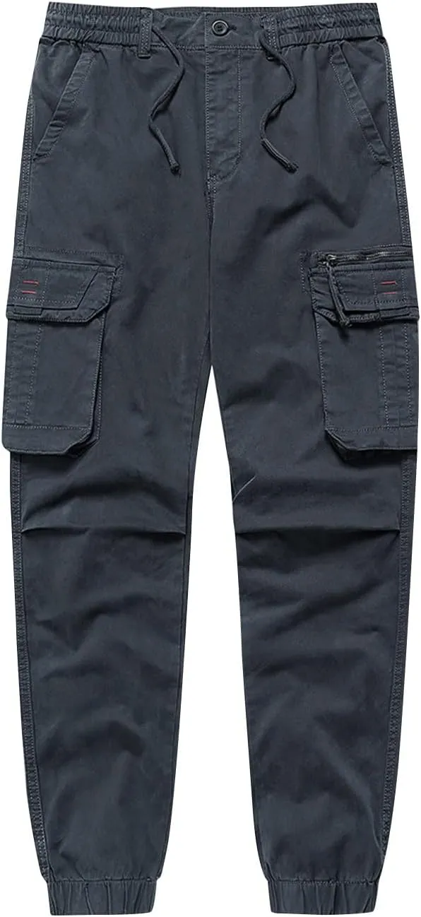 Cargo Pants for Men Cotton Pants Tapered Outdoor Hiking Pants with Multi Pocket Work Pants Relaxed Fit Trousers