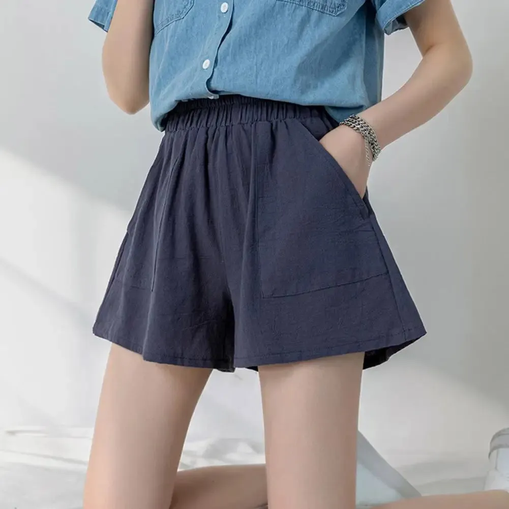 Casual Linen Women Gym Workout Cotton Pants High Waisted Femme Sport Streetwear Short
