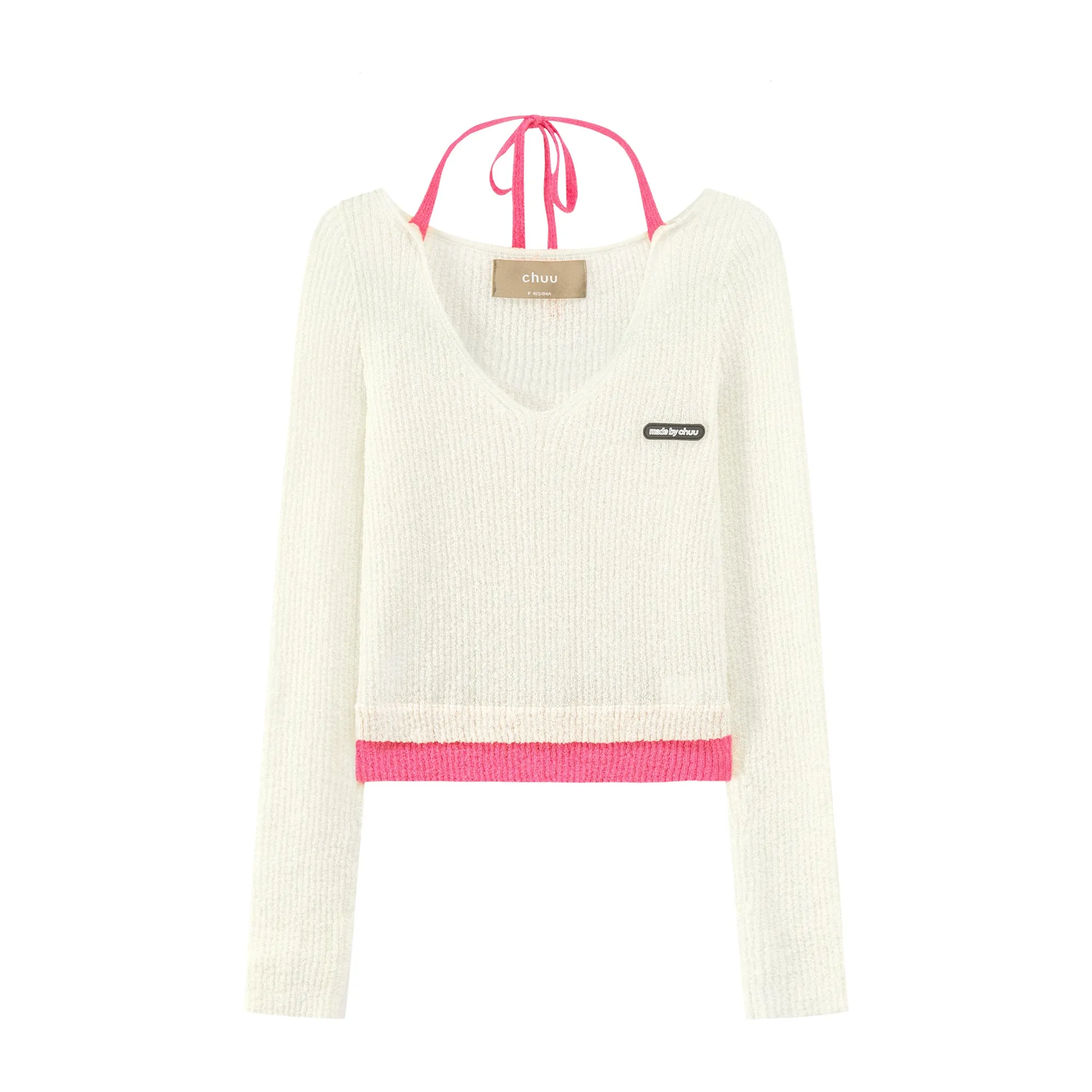 Color neck Wrap Knit sweater