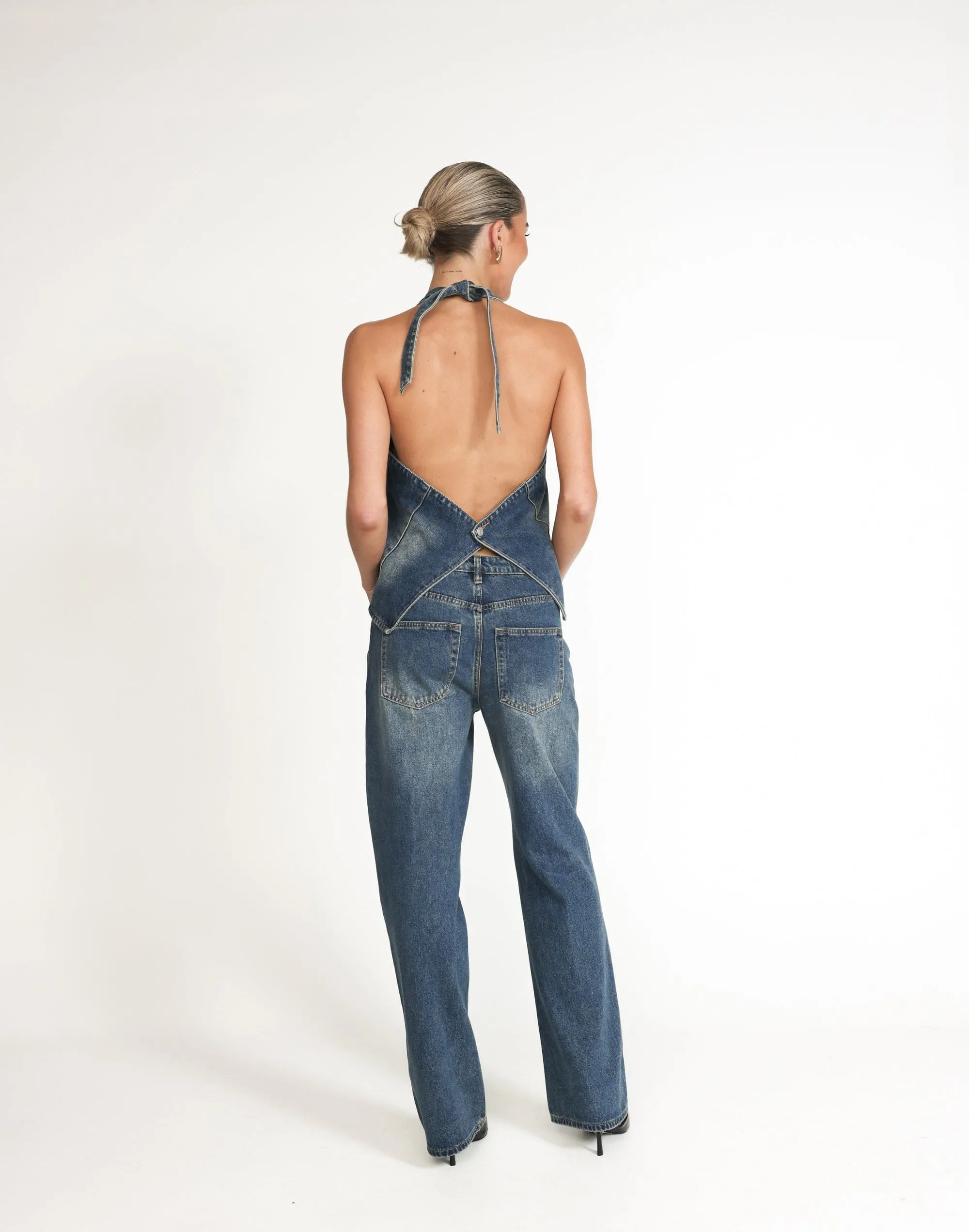 Elham Denim Top (Faded Mid Wash)