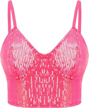 Erinaco Women's Rhinestone Diamond Tank Top Color Beaded Sling Tube Top Bustier Vest Crop Top Sexy Corset Bra Summer