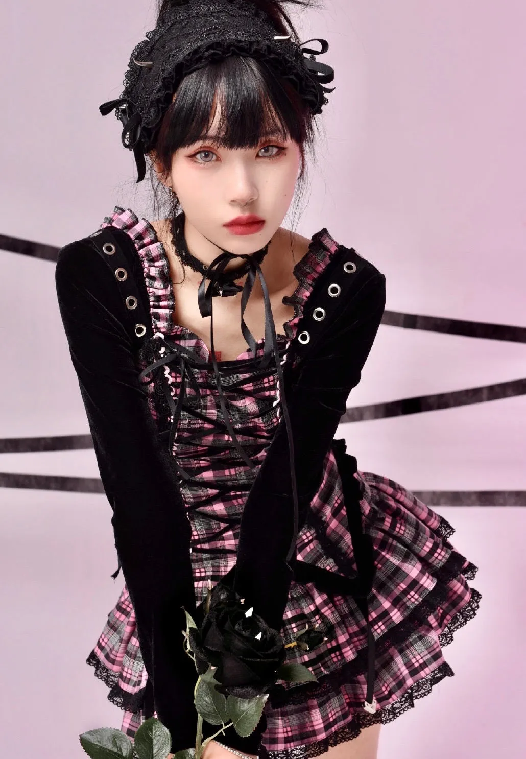 [Evil Tooth] Evil Flowery Girl Punk Dress Set