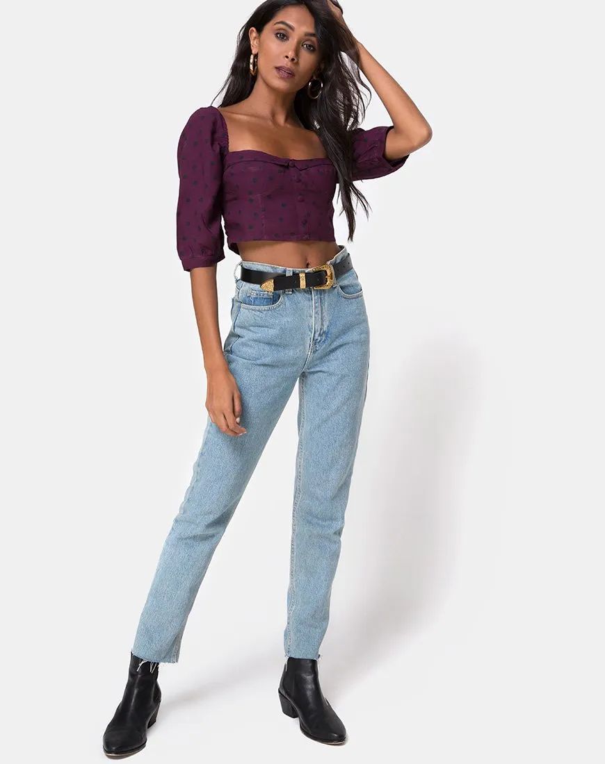 Flory Top in Skater Polka Wine