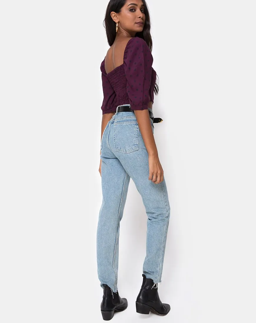 Flory Top in Skater Polka Wine