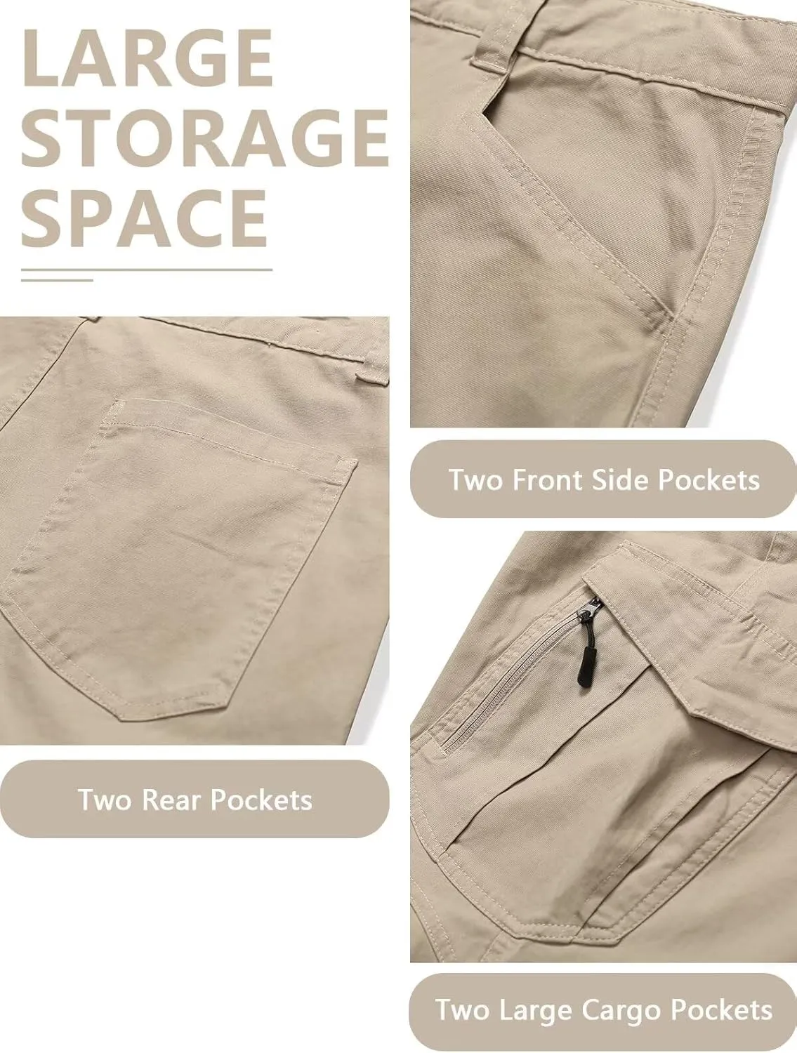 Hiking Pants Men, Water Resistant Cargo Pants, Outdoor Travel Fishing Work Pants with Deep Zipper Pockets