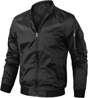 Jackets for Men, Men's Lightweight Bomber Jacket Outdoor Windproof Windbreaker Varsity Jacket Softshell Coat Outwear
