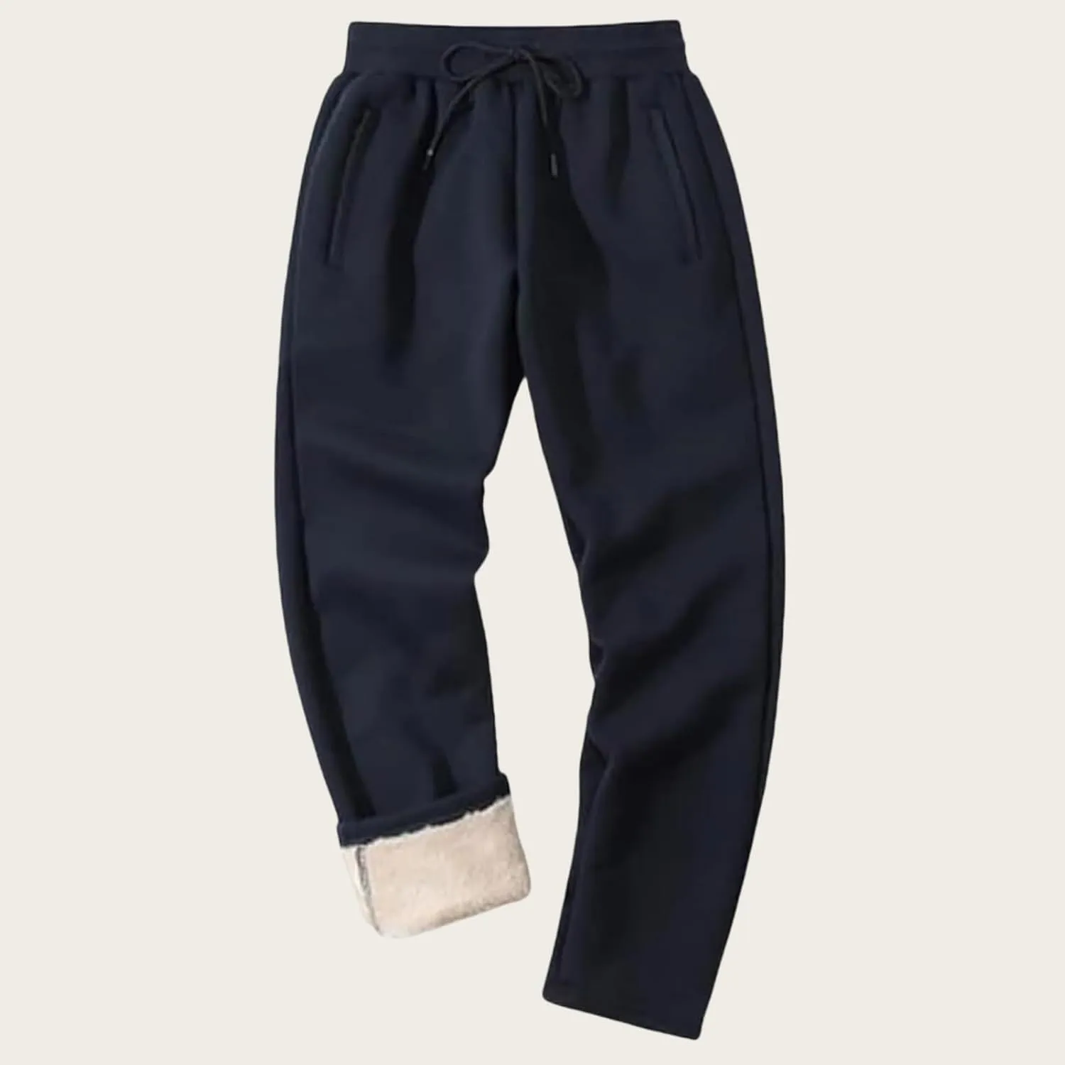 Men's Sherpa Lined Sweatpants Fleece Winter Warm Pants Active Gym Jogger Pants Track Joggers Pant with Zipper Pockets