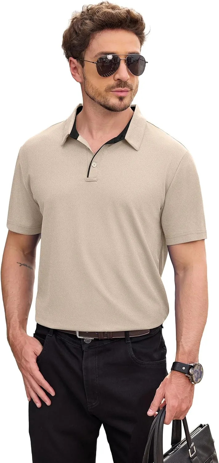 NIASHOT Mens Polo Shirt Short Sleeve Golf Sports Casual Tee