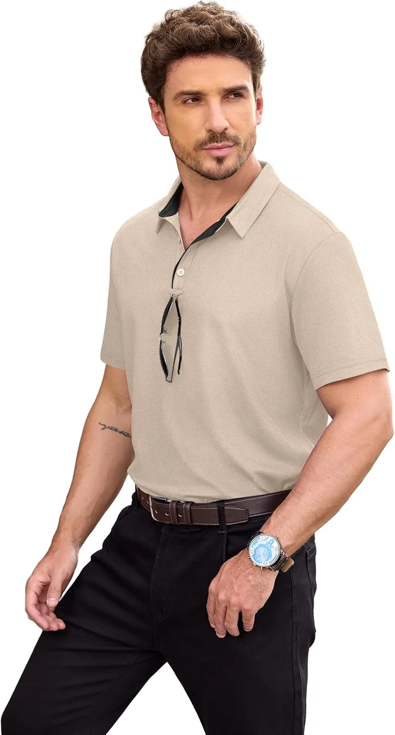NIASHOT Mens Polo Shirt Short Sleeve Golf Sports Casual Tee