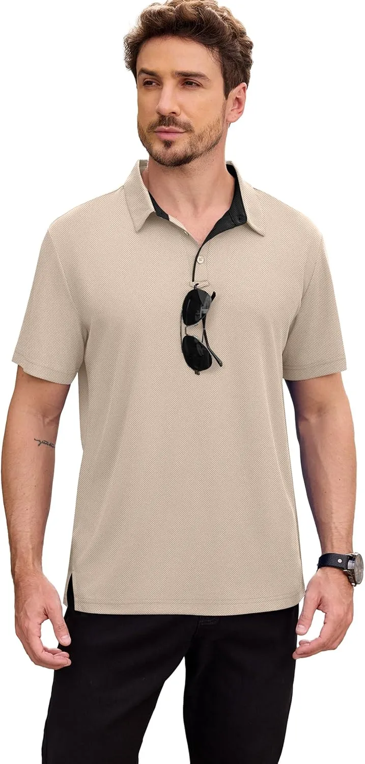 NIASHOT Mens Polo Shirt Short Sleeve Golf Sports Casual Tee