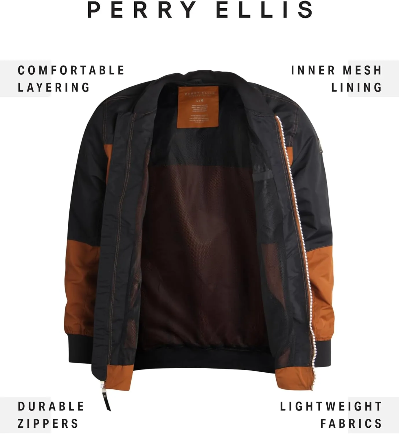 Perry Ellis Men's Jacket - Lightweight Windbreaker - Zip Spring Golf Jacket - Water Resistant Bomber Jacket for Men (S-XXL)