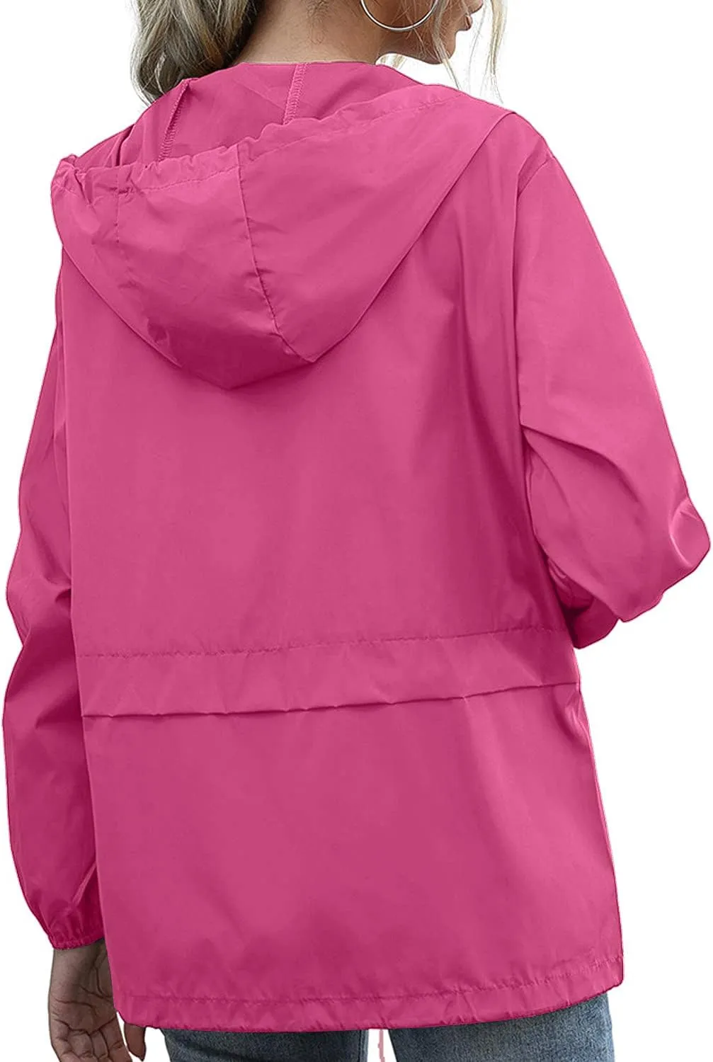 PESION Women's Waterproof Raincoat Lightweight Rain Jacket Hooded Windbreaker with Pocket for Outdoor