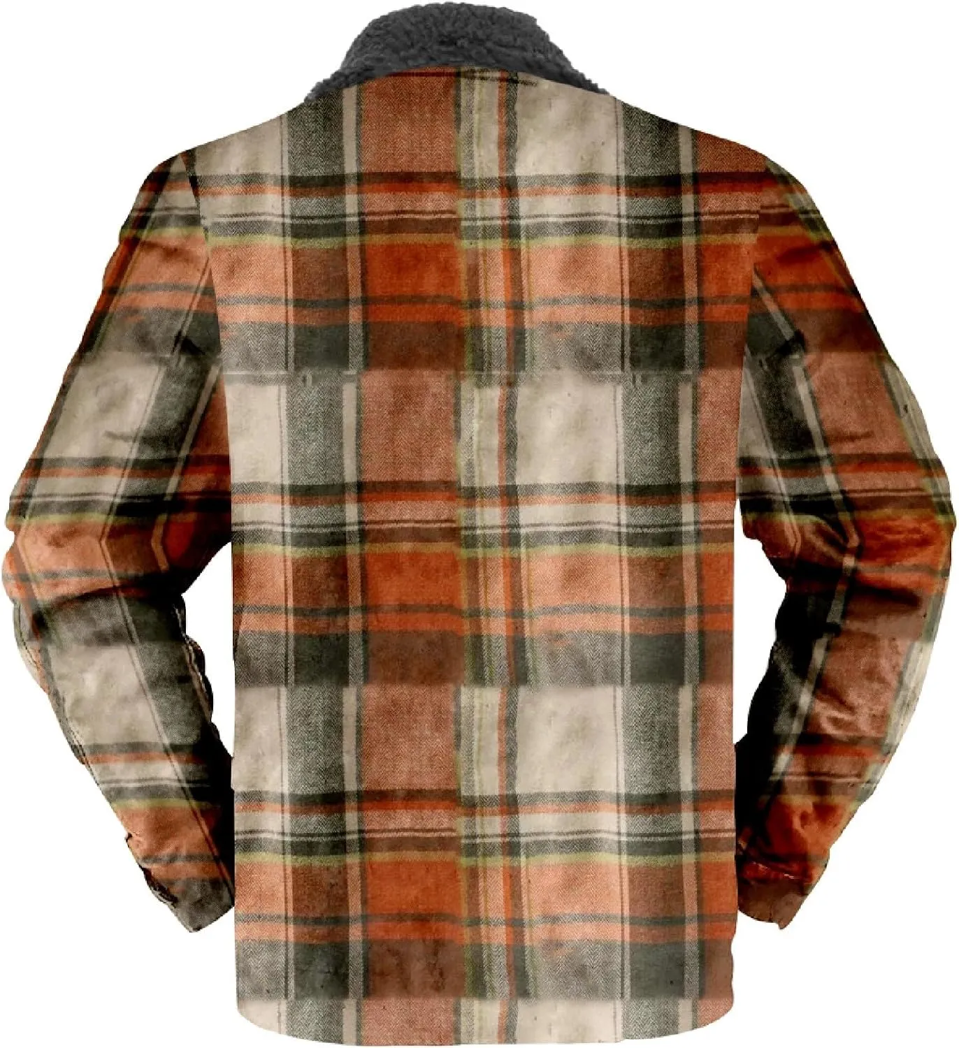 QWENTMTNTY Men Fleece Lined Sherpa Jacket Western Plaid Flannel Jackets Zip Up Big & Tall Thickened Thermal Heavyweight Coat