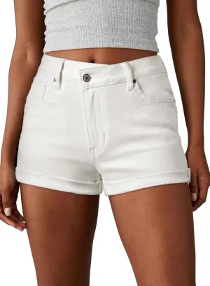 Sidefeel Women's Jean Shorts High Waisted Stretchy Casual Rolled Hem Zimbaplatinum Denim Shorts
