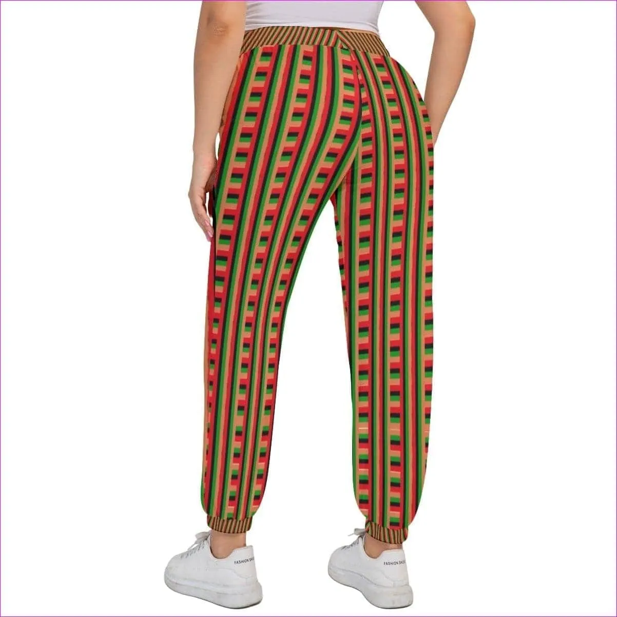 Striped Galore Women's Drawstring Sports Pants Voluptuous ( ) Plus Size
