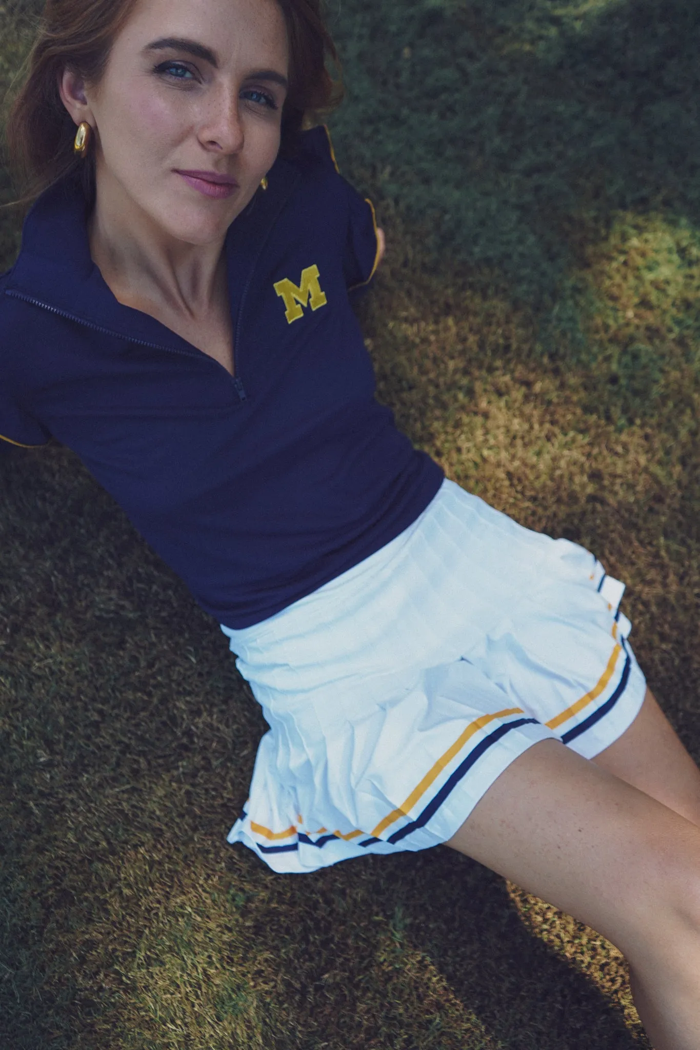 Tailgate Collection Gwen Skort - White with Michigan Blue/Maize