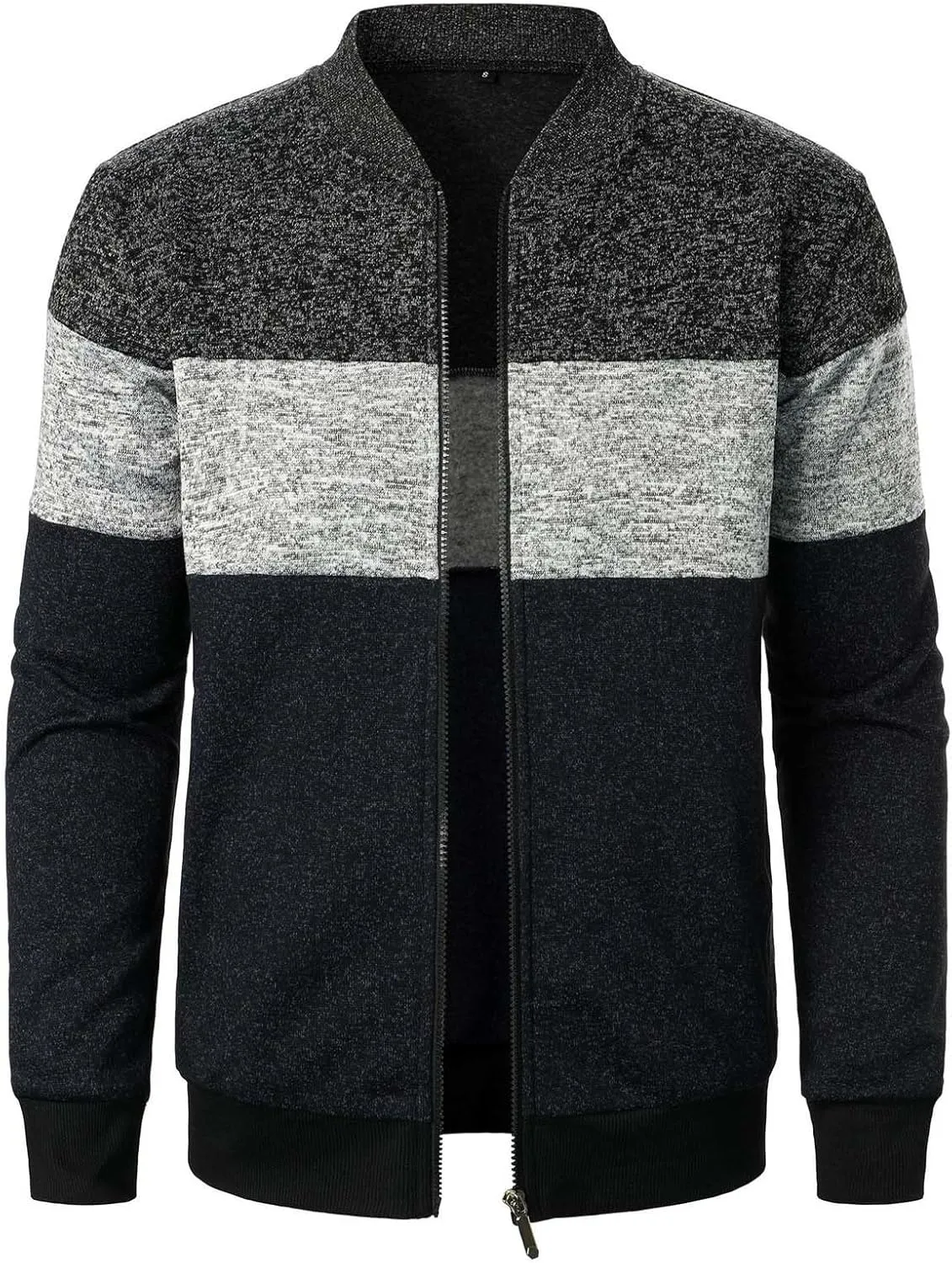 Uillui Mens Lightweight Track Jackets Casual Bomber Jacket Color Block Varsity Coat Pockets Workout Athletic Gym Sweatshirts