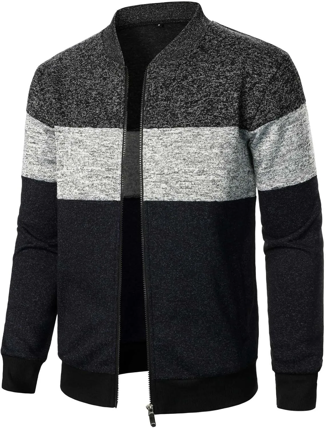 Uillui Mens Lightweight Track Jackets Casual Bomber Jacket Color Block Varsity Coat Pockets Workout Athletic Gym Sweatshirts