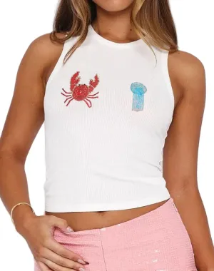 Women Starfish Tank Top Y2k Sequin Beaded Seashell Cami Tops Sleeveless Glitter Embroidered Knit Going Out Top