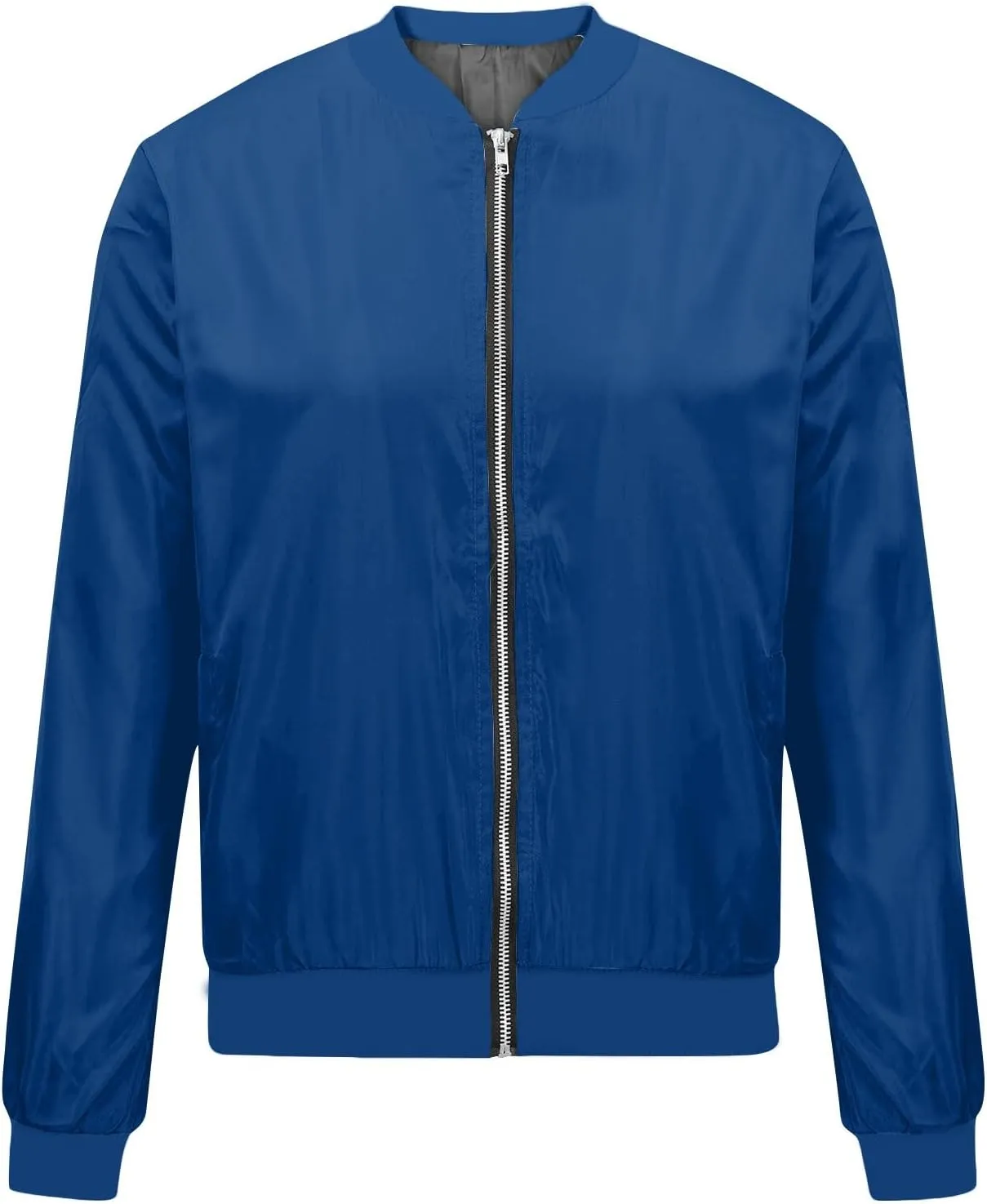 Women's Casual Crop Bomber Jackets Zip Up Long Sleeve Coat Lightweight Windbreaker Fall Baseball Coats Outwear