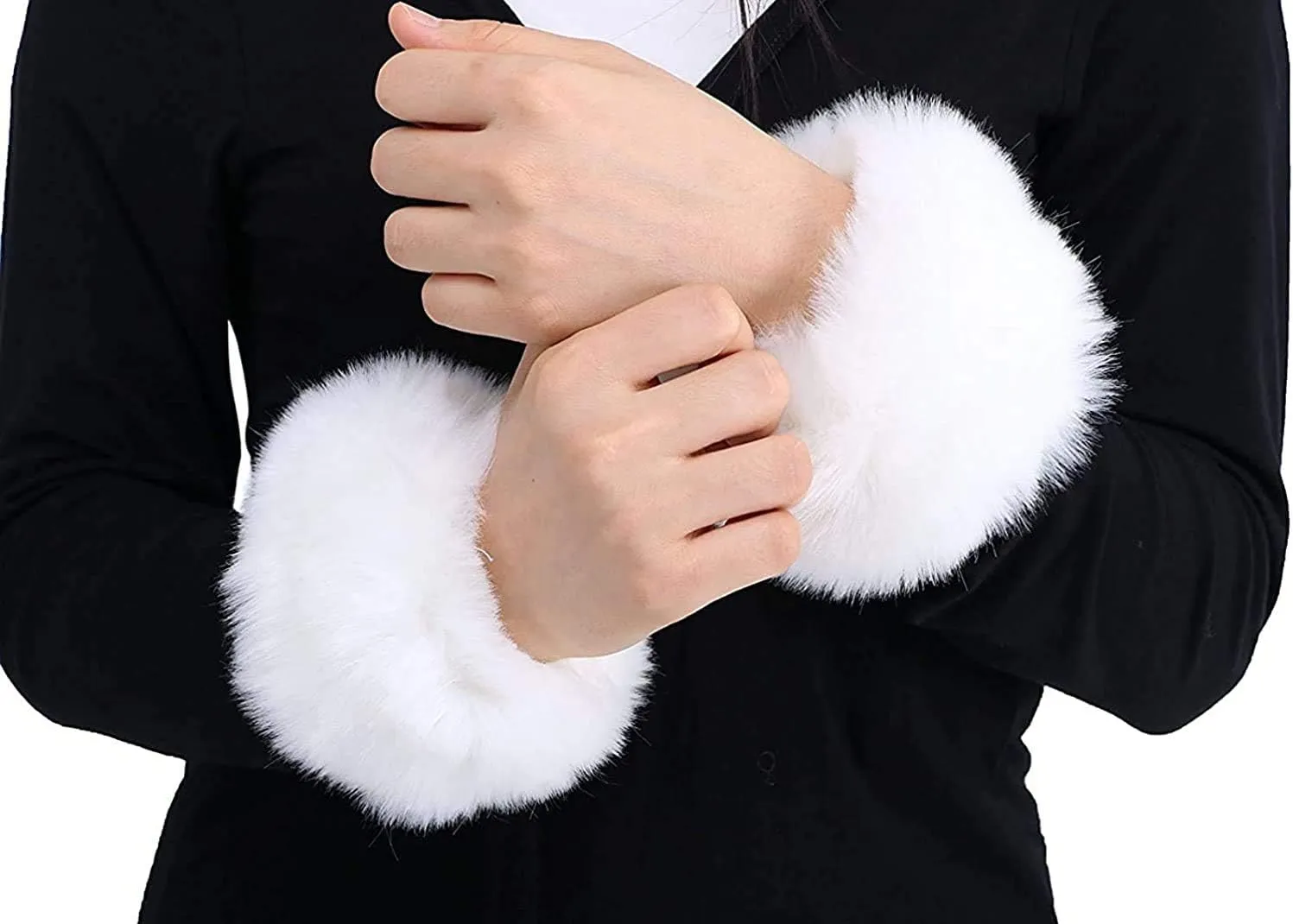 Women's Fur Leg Warmers Sexy Furry Fuzzy Leg Warmers Soft Boot Cuffs Cover, 40CM