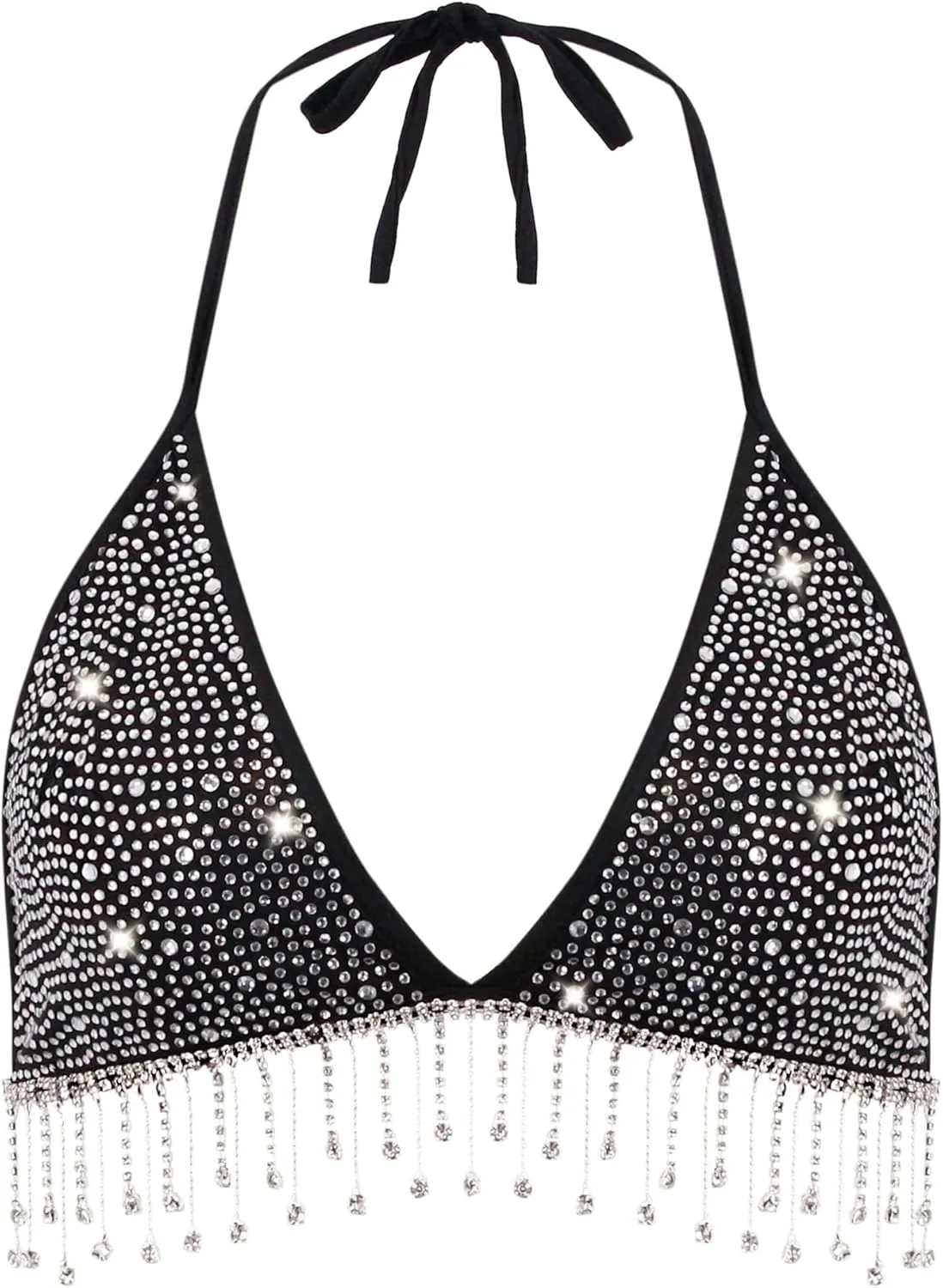 Womens Sexy Sequin Crop Top V Neck Bandage Tank Top Bustier Cami Dance Bra Top for Club Rave