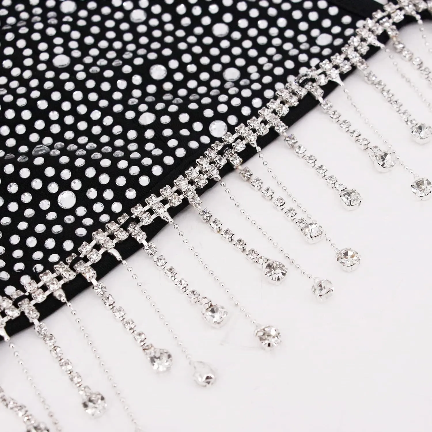 Womens Sexy Sequin Crop Top V Neck Bandage Tank Top Bustier Cami Dance Bra Top for Club Rave