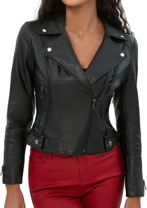 Womens Short Faux Leather Peplum Jacket Casual Zip Pockets Motor Jackets Lapel Buckle Cropped Pleather Blazer Coats
