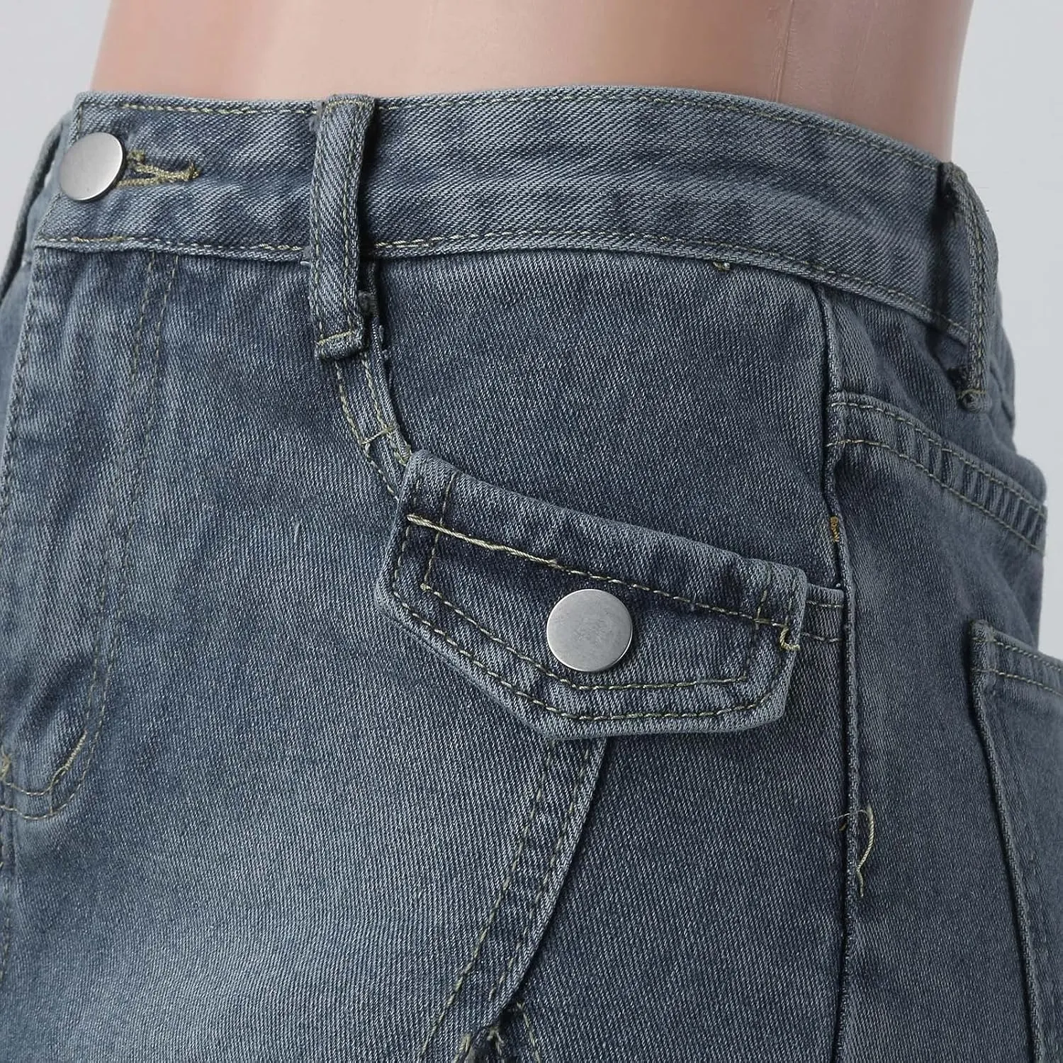 Women's Y2K Denim Ruffle Jean Skirt Aesthetic Pleated A Line Skirt Mini Skirt Flared Y2k Jean Short Skirts