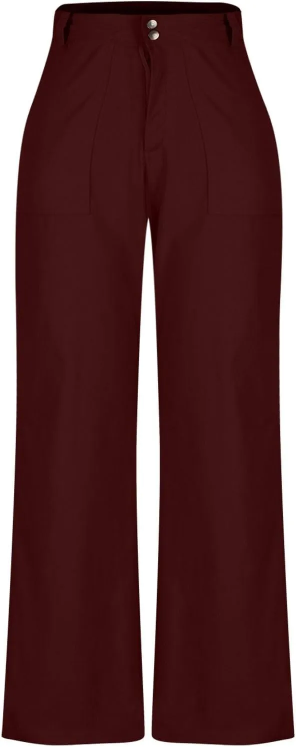 Xiaojmake Women Casual Twill Chino Pant Flare Slim Fit Boot Cut Stretch Dress Pant Bootcut Cotton Pull On Pants with Pockets