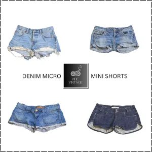 Y2K Denim Micro Mini Shorts - 9 Pcs